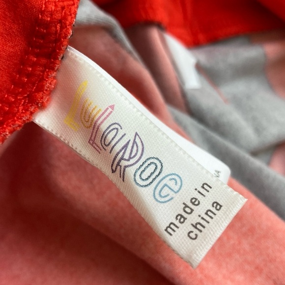 NWT LuLaRoe OS Halloween leggings red-orange black stripes dots harlequin - Picture 4 of 5